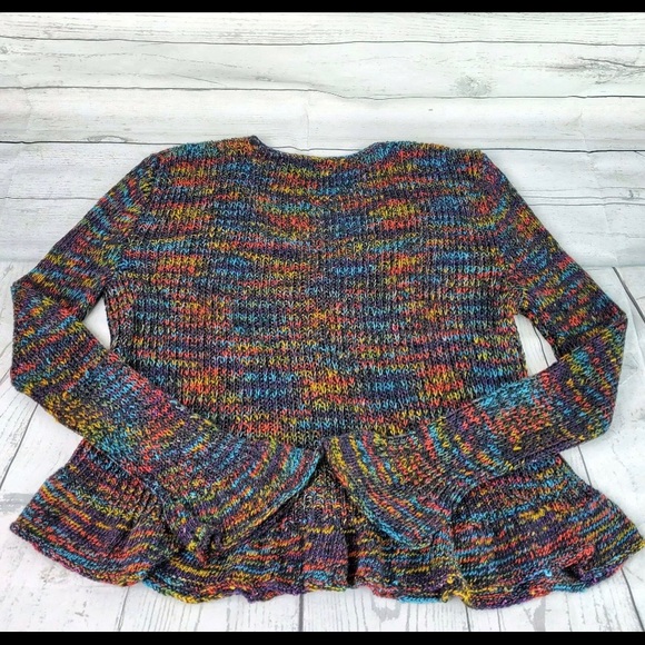Peruvian Connection Sweaters - Peruvian connection multicolor ruffle edges sz L